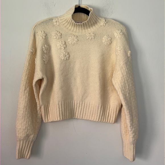 Sincerly Jules Sweaters - Sincerely Jules Mock Neck Daisy Chunky Knit Sweater